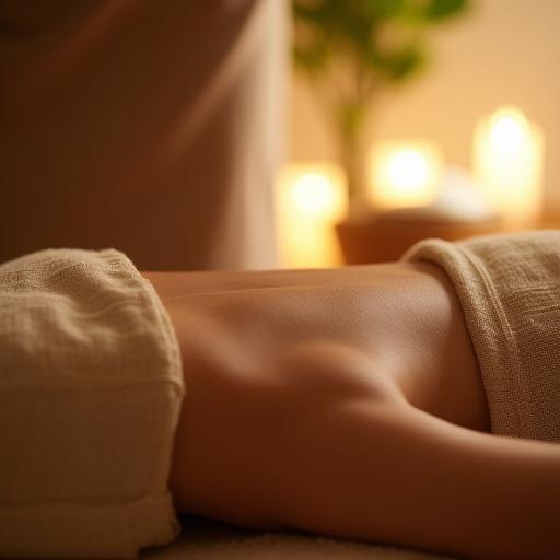 Persona avvolta in un trattamento corpo nutriente.